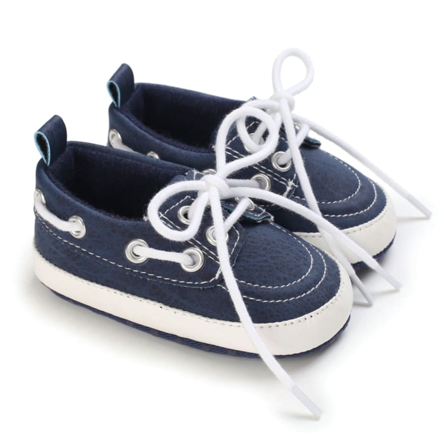Bailey Lace Up Boat Shoe - Navy - 0-6 Months