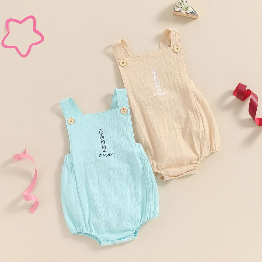 Bailey ’One’ Candle Romper - Blue