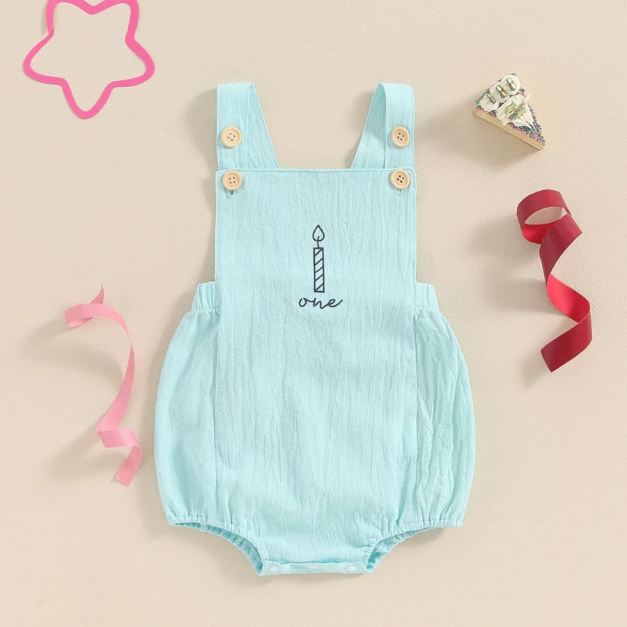 Bailey ’One’ Candle Romper - Blue