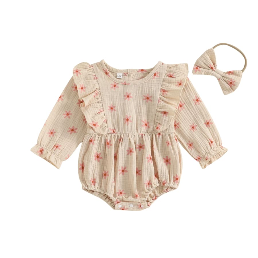 Belinda Floral Flutter Onesie - Natural - 0-3 Months
