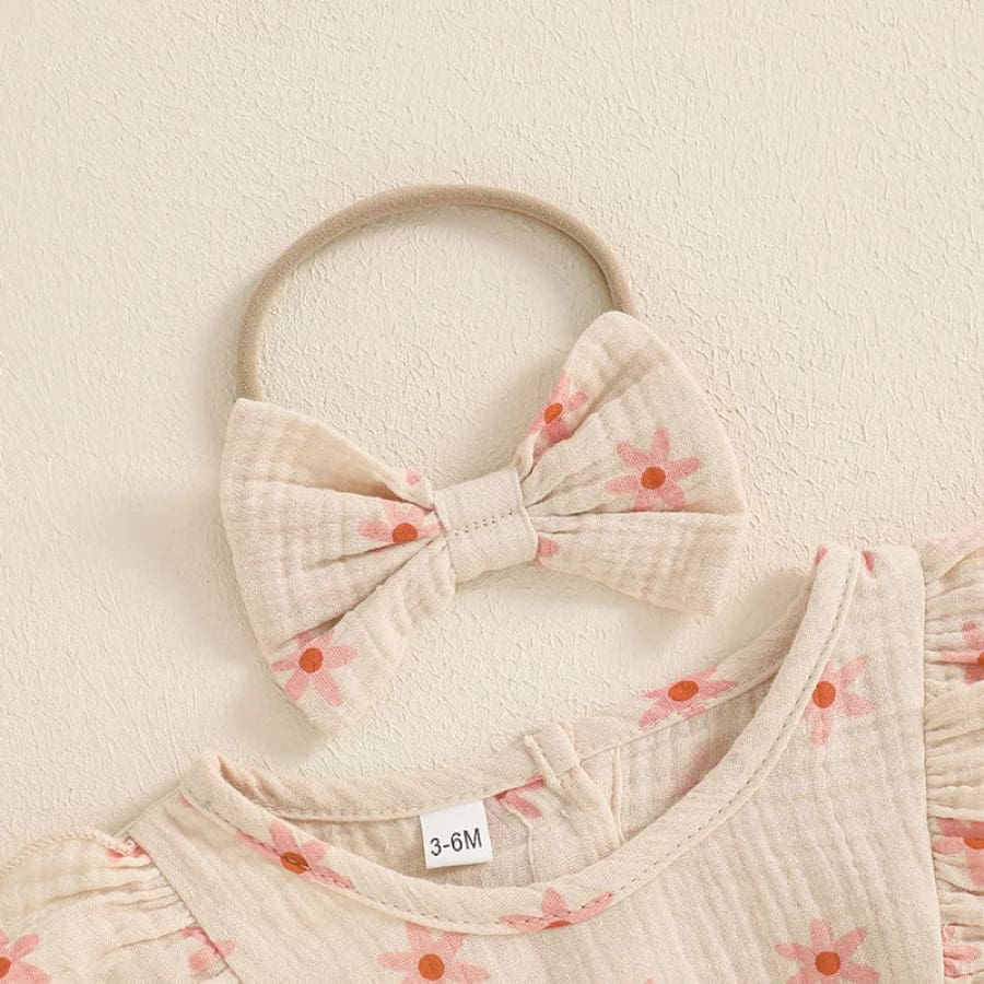 Belinda Floral Flutter Onesie - Natural