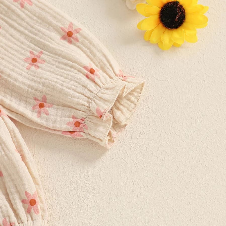 Belinda Floral Flutter Onesie - Natural