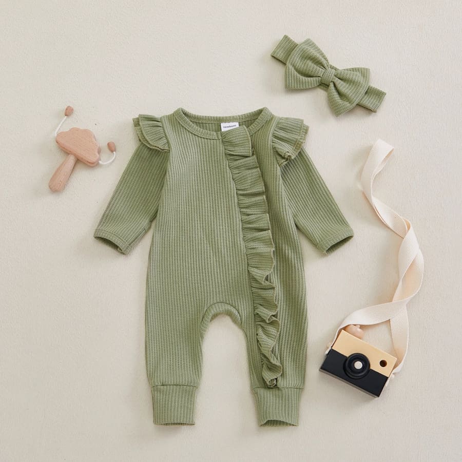 Belinda Ruffle Jumpsuit - Moss