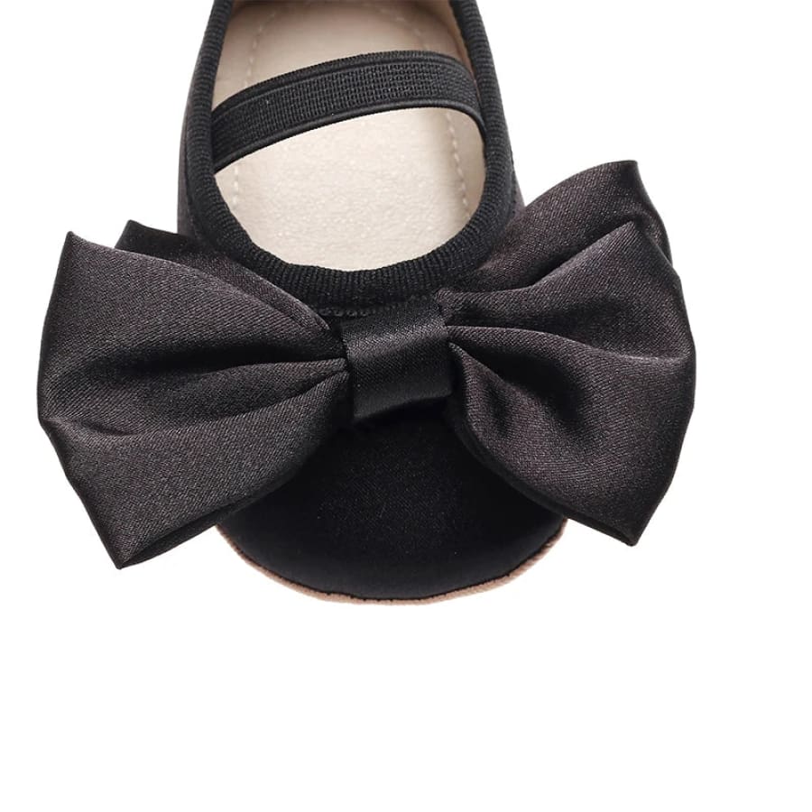 Bella Big Bow Satin Ballet Flats - Night