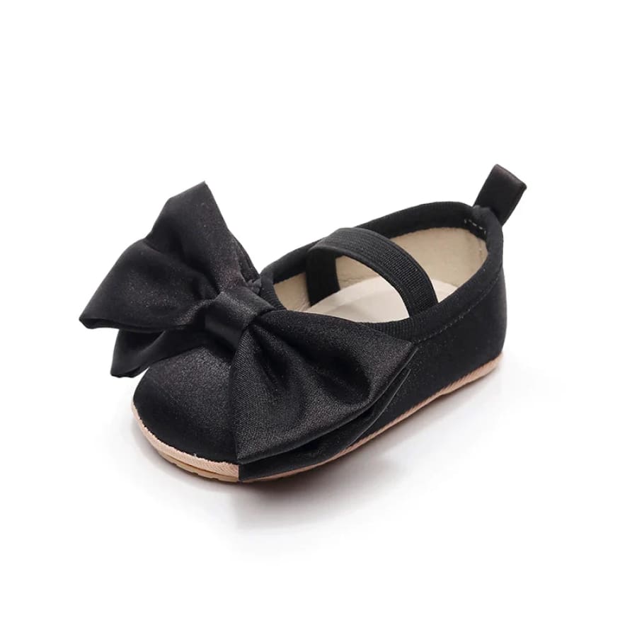 Bella Big Bow Satin Ballet Flats - Night