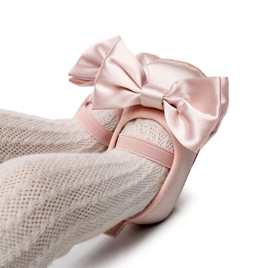 Bella Big Bow Satin Ballet Flats - Night