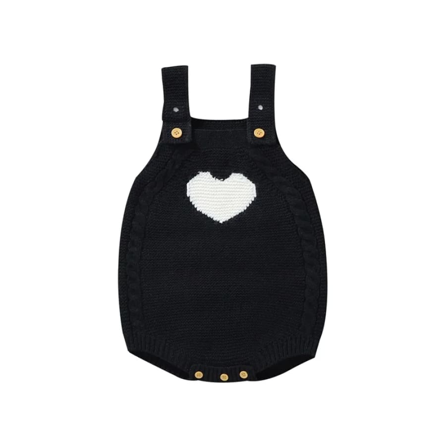 Bella Heart Knit Romper - Night - 0-3 Months