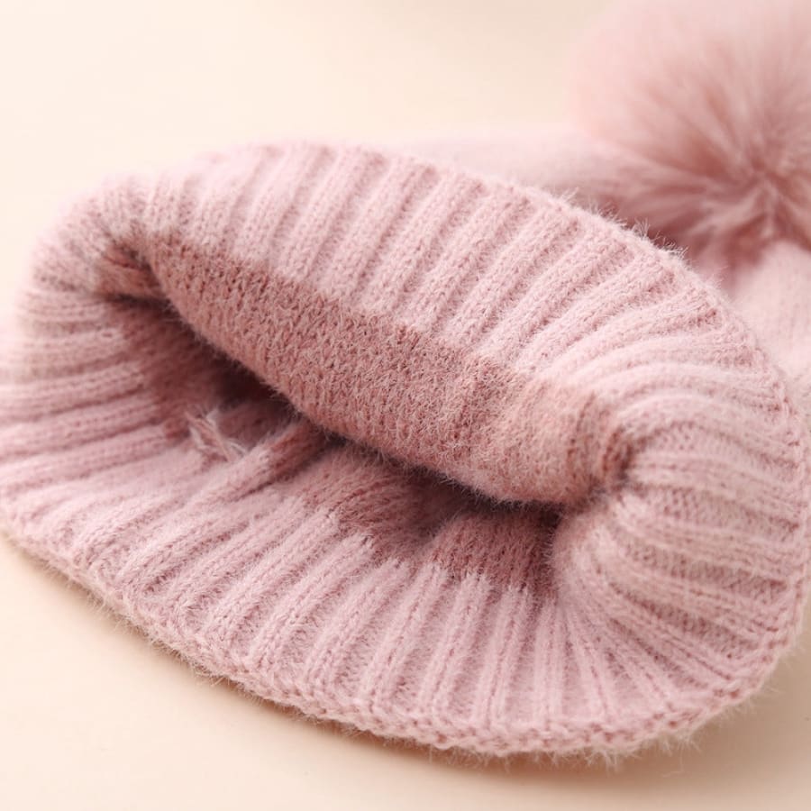 Bella Heart &amp; Pom Pom Beanie - Pink