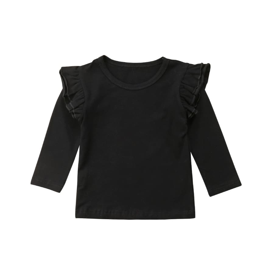 Bethany Long Sleeve Flutter Shirt - Black - 12-18 Months