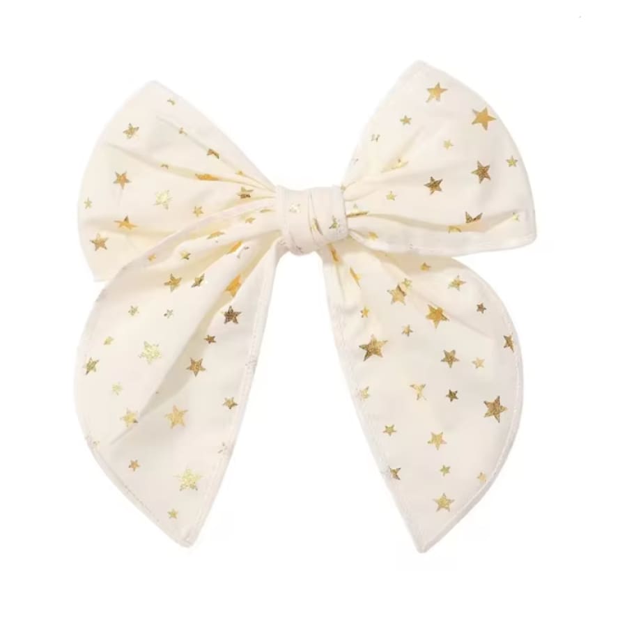 Big Bow Hair Clips - 2 Pack Gold Stars