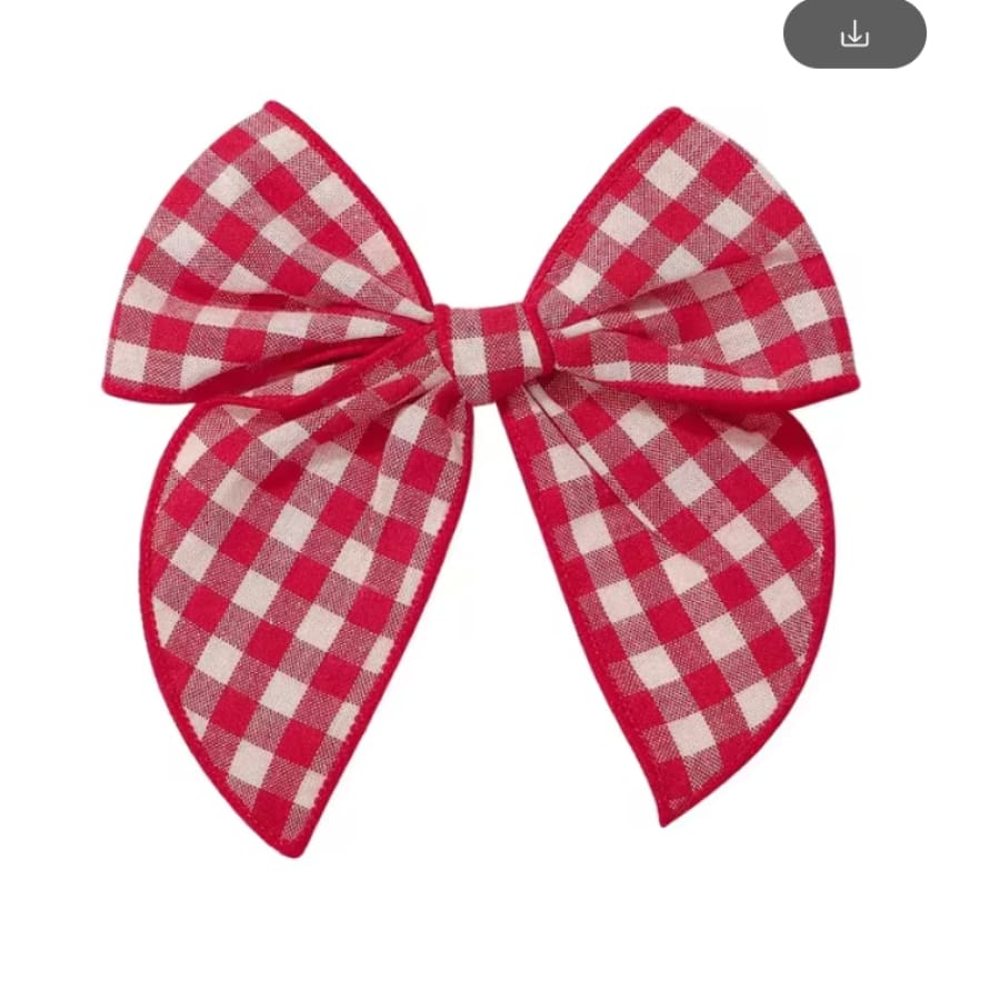 Big Bow Hair Clips - 2 Pack Red Gigham