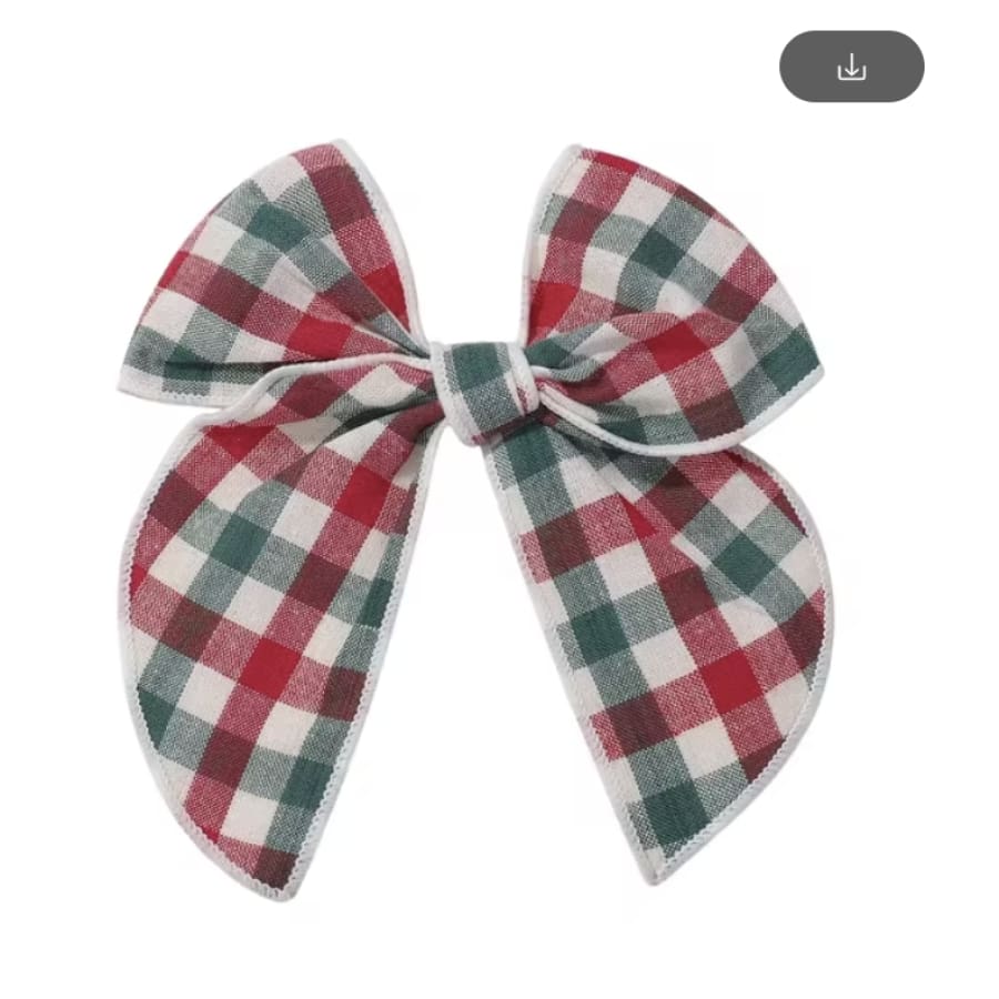 Big Bow Hair Clips - 2 Pack Red &amp; Green Gigham