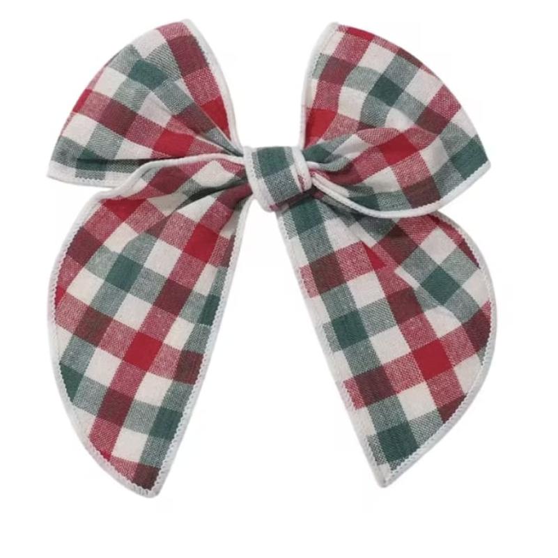 Big Bow Hair Clips - 2 Pack Red & Green Gigham