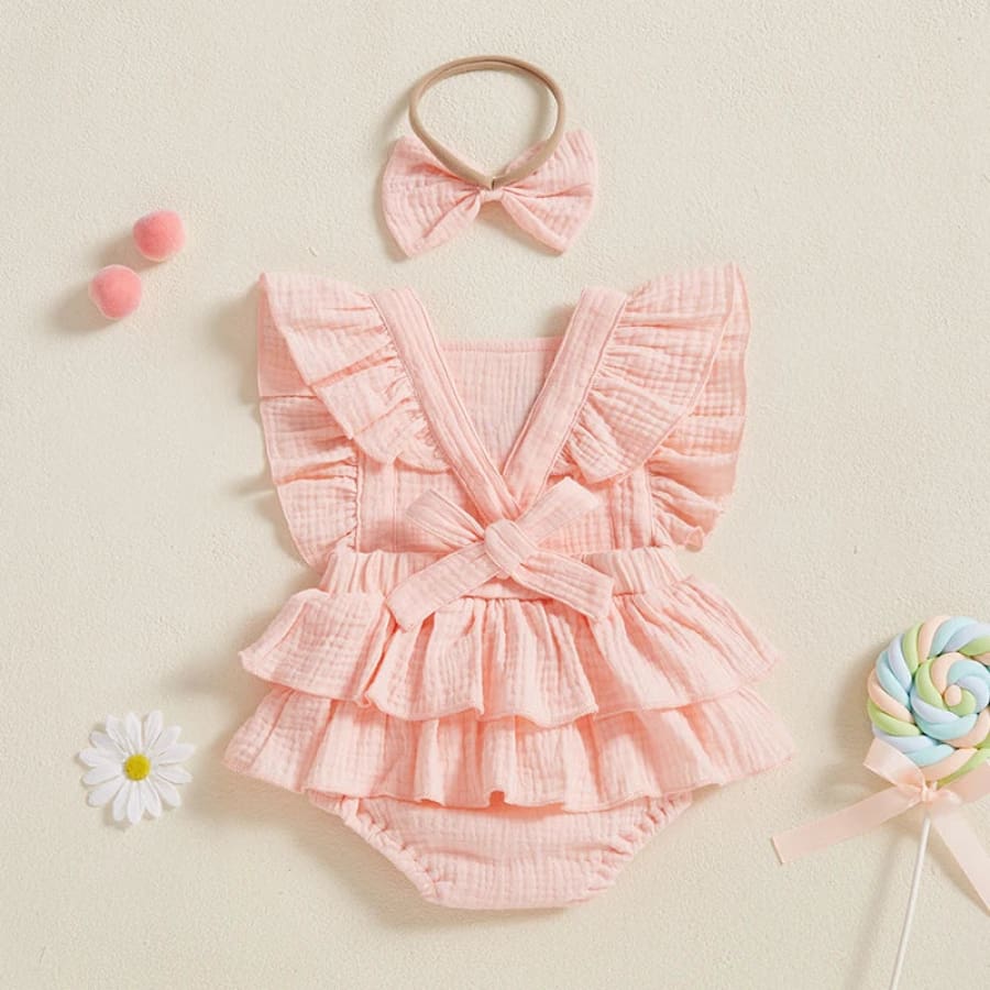 Birthday ’One’ Cherry Ruffle Romper