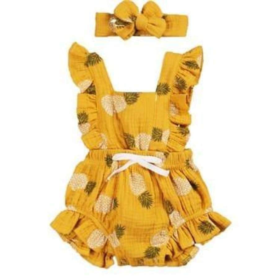 Bonnie Flutter Romper - Yellow Pineapples - 18-24 Months - rompers rompers 20% off