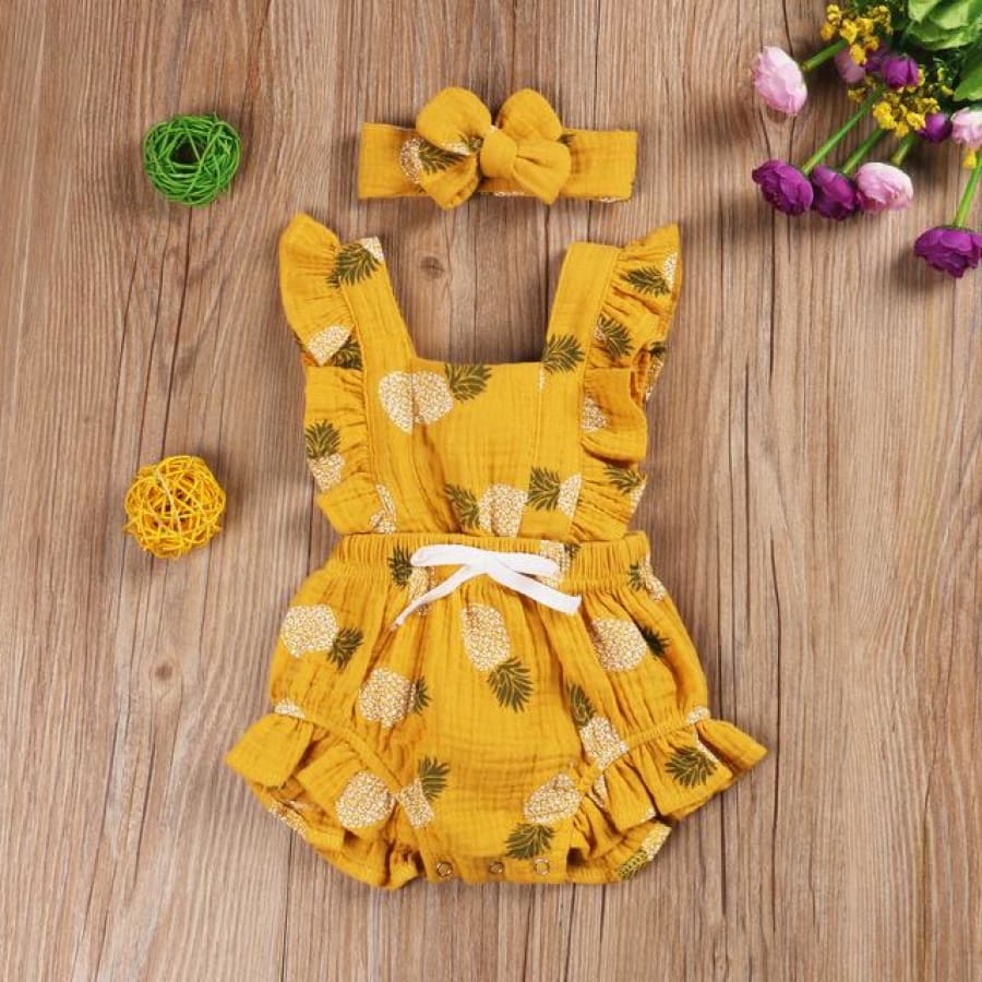 Bonnie Flutter Romper - Yellow Pineapples - 18-24 Months - rompers rompers 20% off