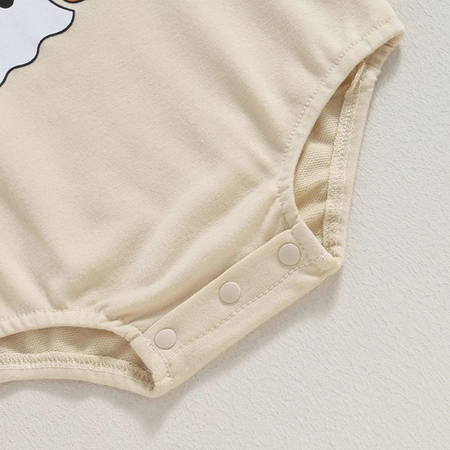 Boo Halloween Long Sleeve Onesie Taupe