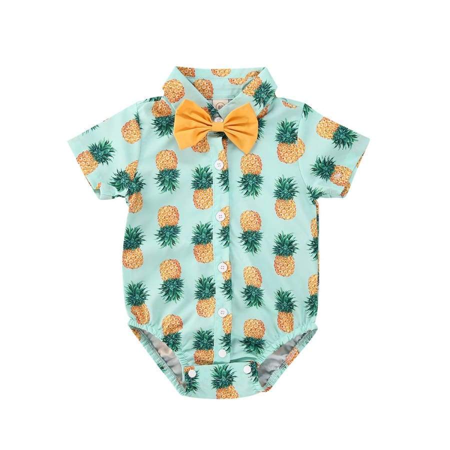 Bowtie Shirt Onesie - Pineapples - 3-6 Months - onesie onesie 20% off