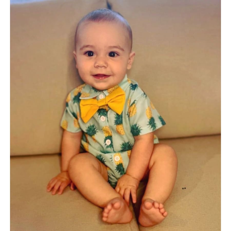 Bowtie Shirt Onesie - Pineapples - onesie onesie