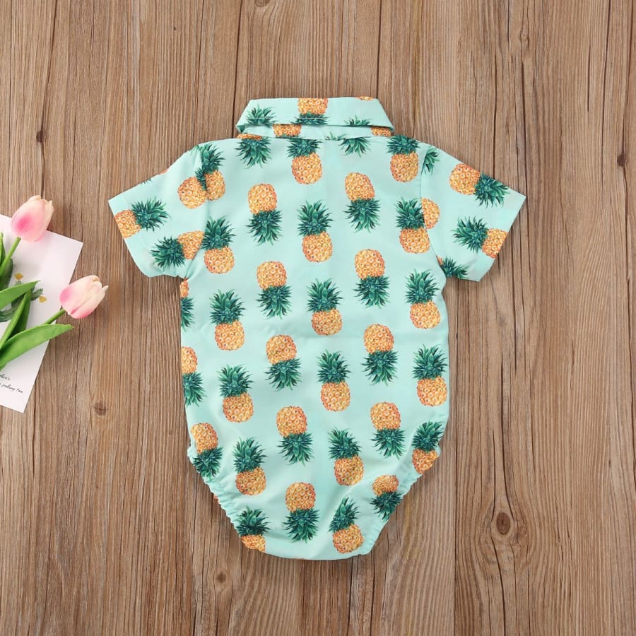 Bowtie Shirt Onesie - Pineapples - onesie onesie