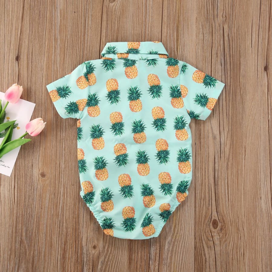 Bowtie Shirt Onesie - Pineapples - 3-6 Months - onesie onesie 20% off