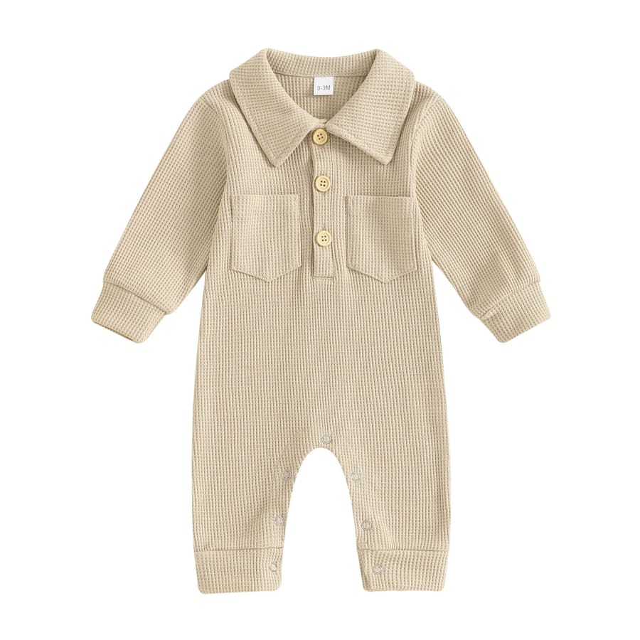 Braxton Collared Ribbed Jumpsuit - Natural - 0-3 Months