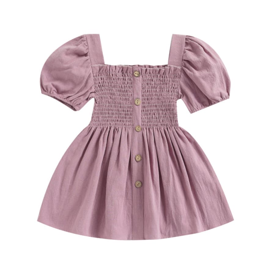 Brielle Ruched Puff Sleeve Dress - Berry - 3 Years - Dress dress