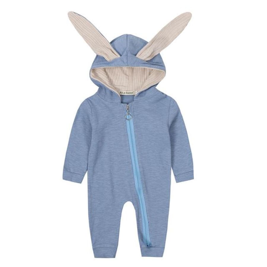 Bunny Babe Hoodie Jumpsuit - Blue / 12-18 Months - jumpsuit