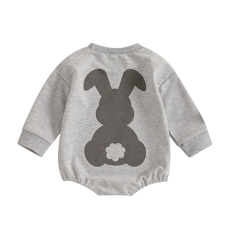 Bunny Butt Bubble Long Sleeve Romper - Grey