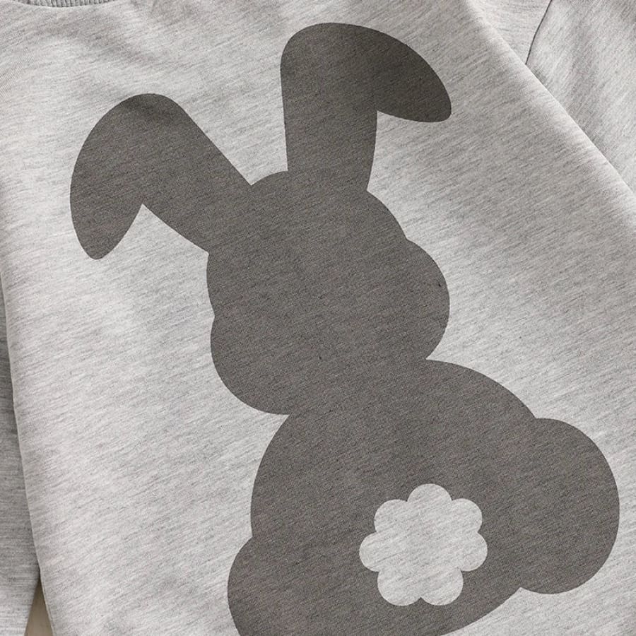 Bunny Butt Bubble Long Sleeve Romper - Grey - 0-3 Months