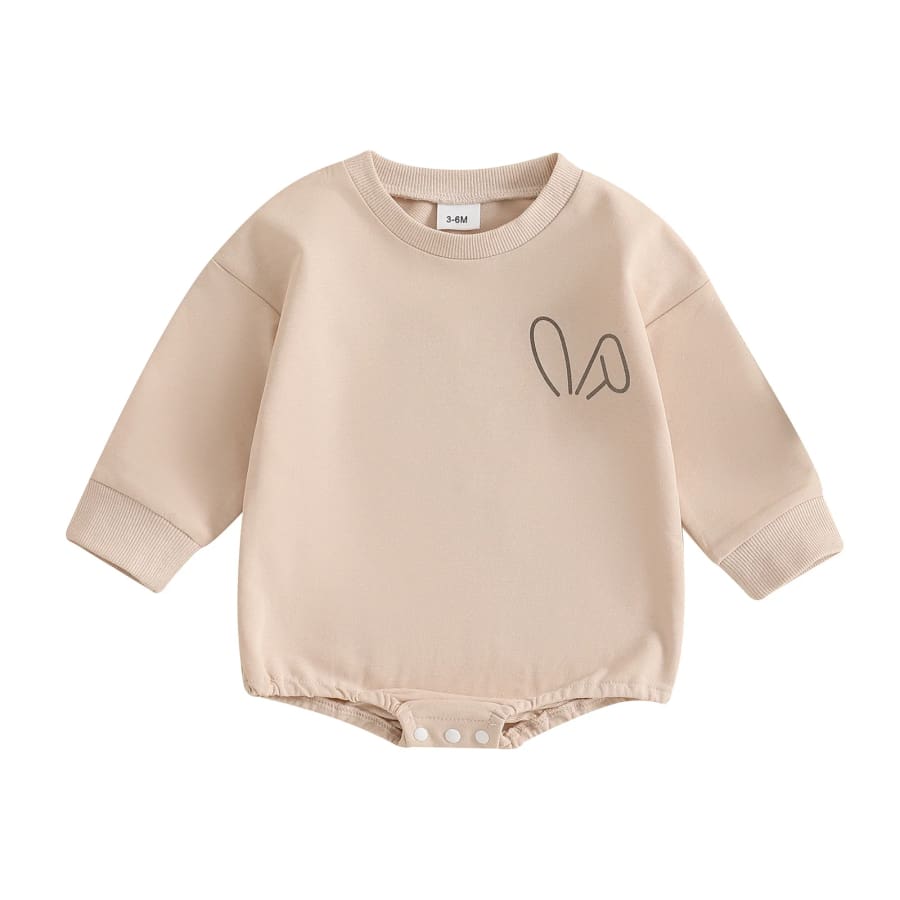 Bunny Butt Bubble Long Sleeve Romper - Natural - 0-3 Months