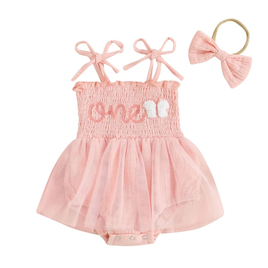 Butterfly One Tutu Romper - Blush - 9-12 Months