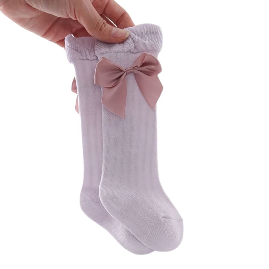 Calista Bow Sheer Long Socks - E / 18 to 36Months