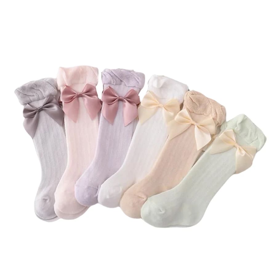 Calista Bow Sheer Long Socks - E / 18 to 36Months