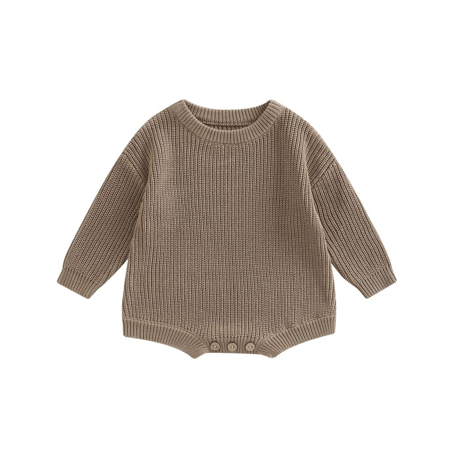 Cammy Cosy Knit Romper - Tan - 0-3 Months