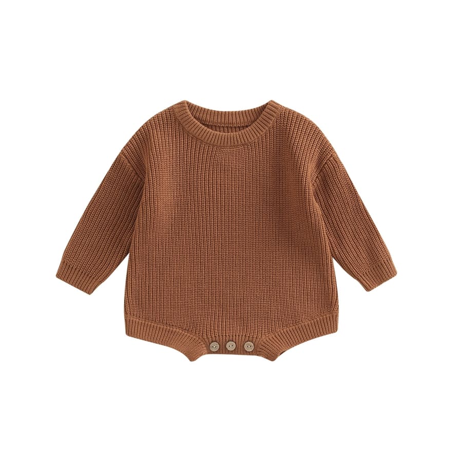 Cammy Cosy Knit Romper - Brown - 0-3 Months