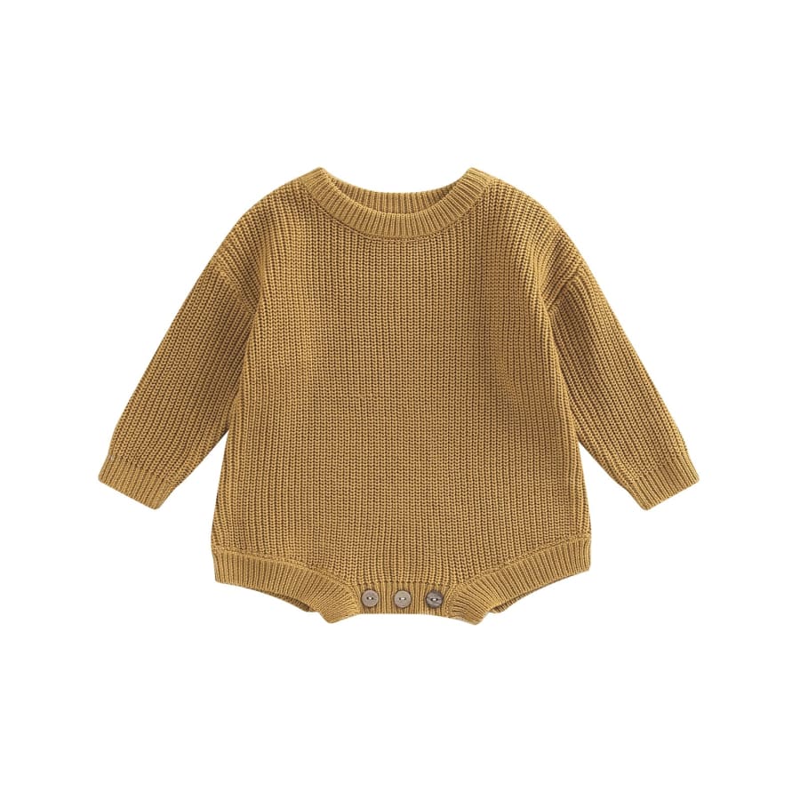 Cammy Cosy Knit Romper - Mustard - 0-3 Months