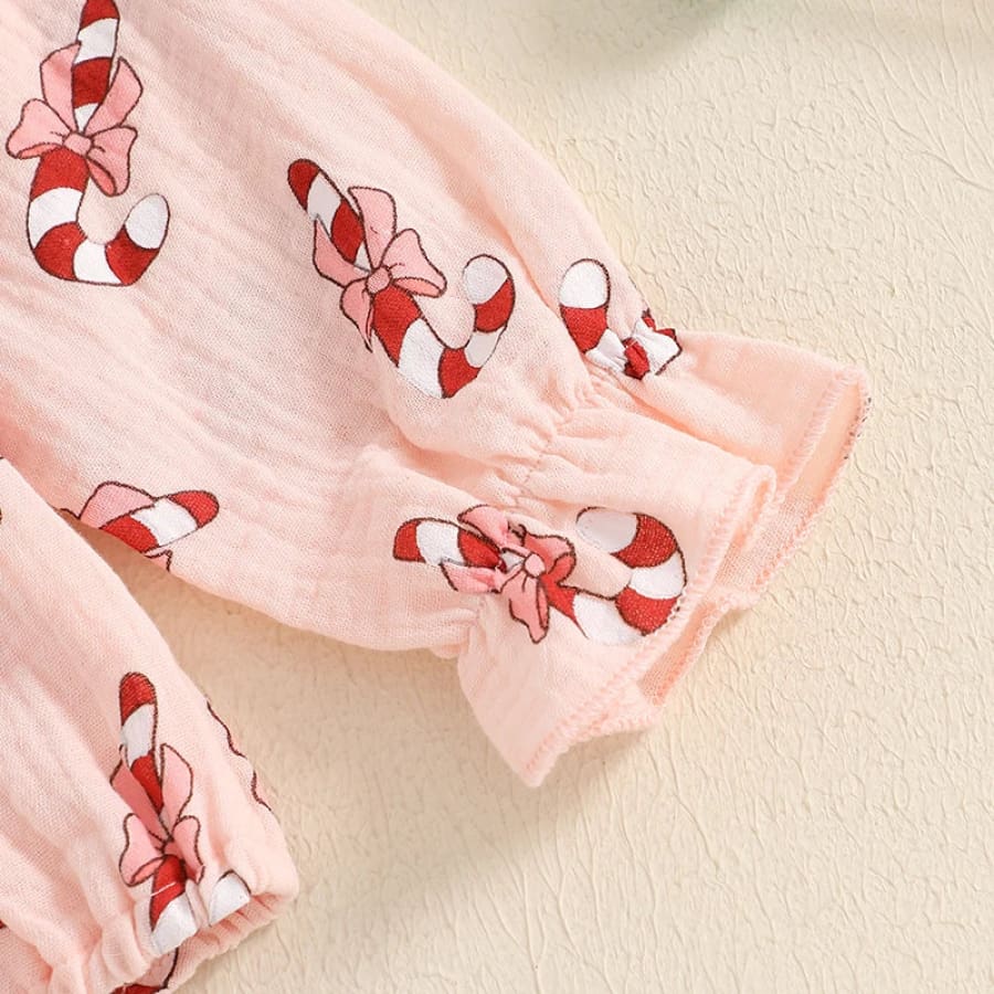 Candy Cane Bow Christmas Romper