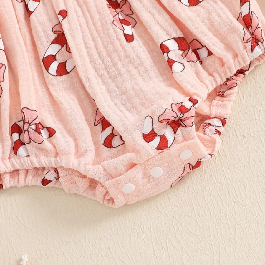 Candy Cane Bow Christmas Romper