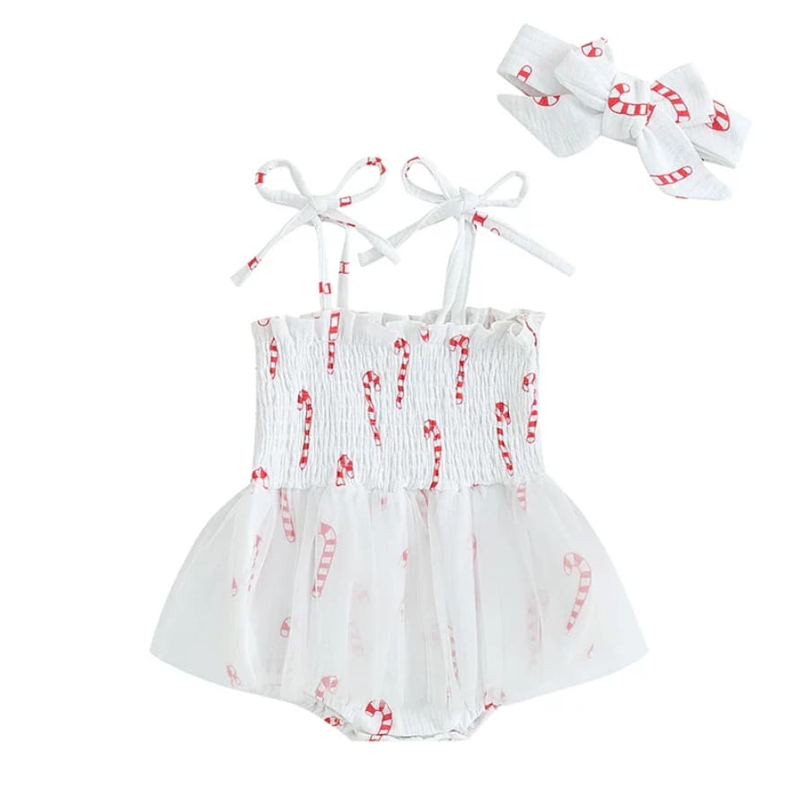 Candy Cane Tutu Romper - 0-3 Months