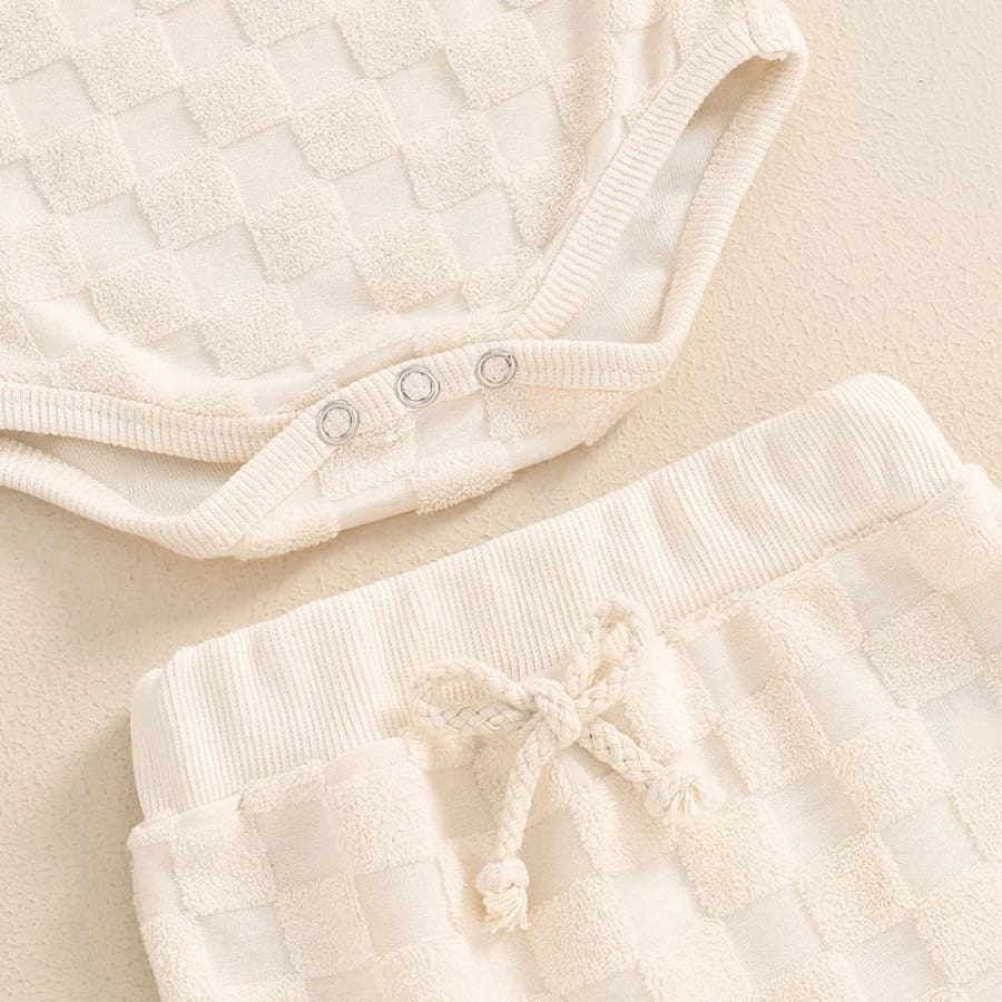 Carmel Check Flutter Bloomer Set - Natural