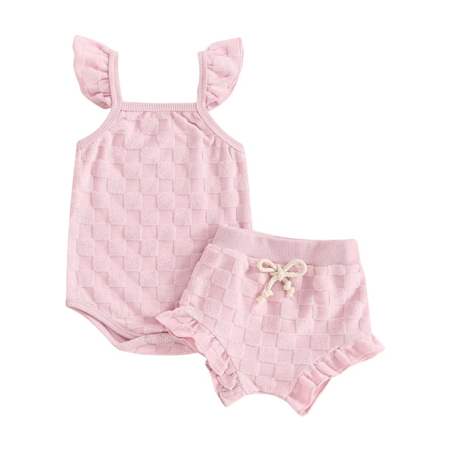 Carmel Check Flutter Bloomer Set - Natural