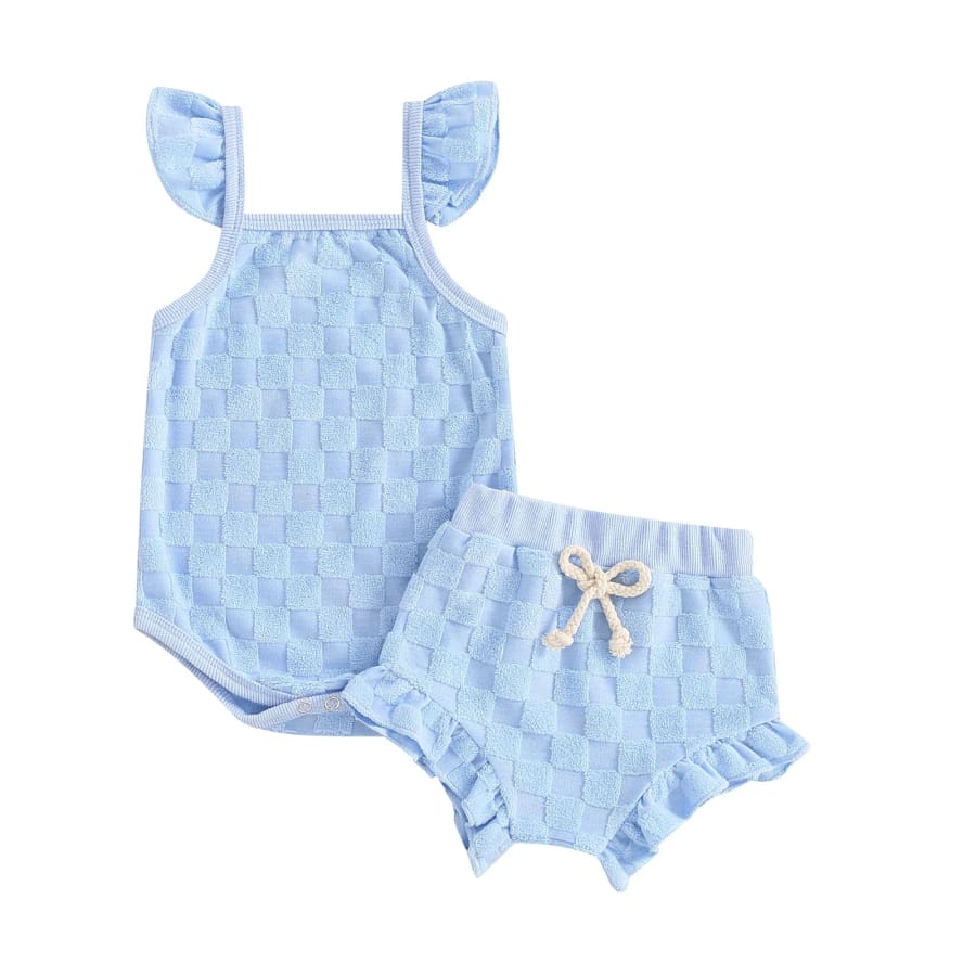 Carmel Check Flutter Bloomer Set - Natural