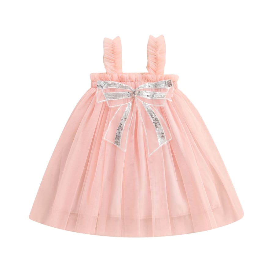 Carolina Bow Tulle Dress - Peach - 6-12 Months