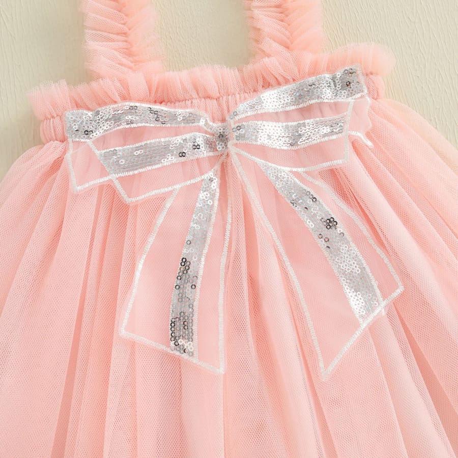 Carolina Bow Tulle Dress - Peach