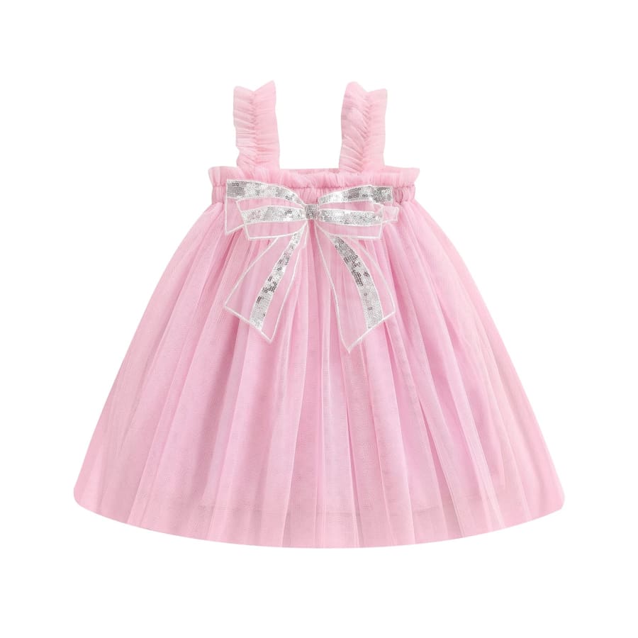 Carolina Bow Tulle Dress - Peach