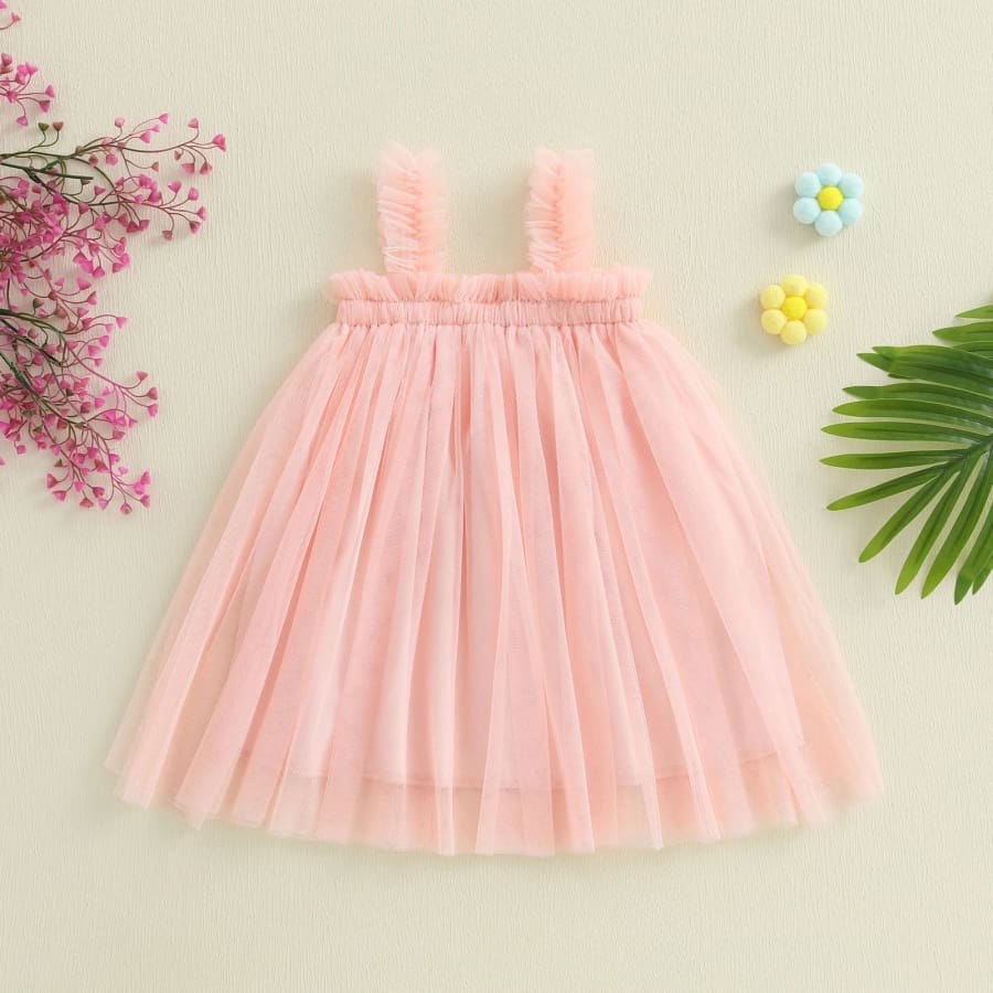 Carolina Bow Tulle Dress - Peach