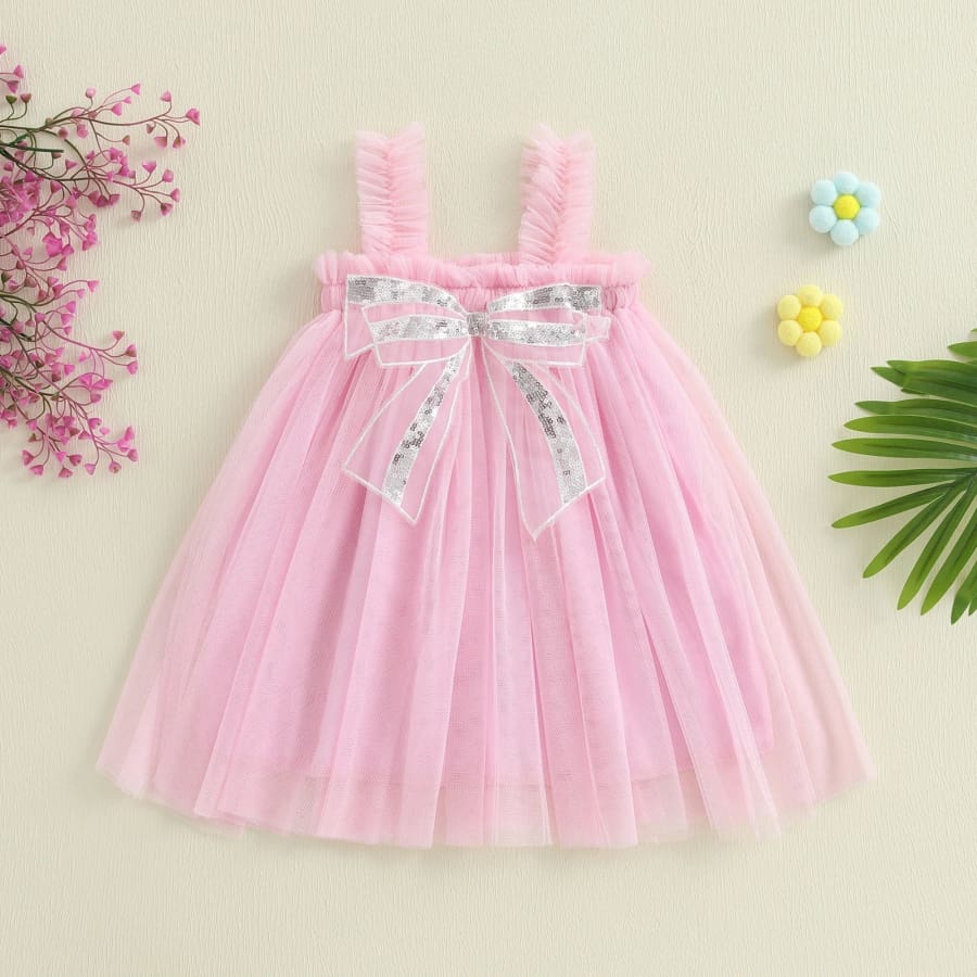 Carolina Bow Tulle Dress - Pink - 6-12 Months