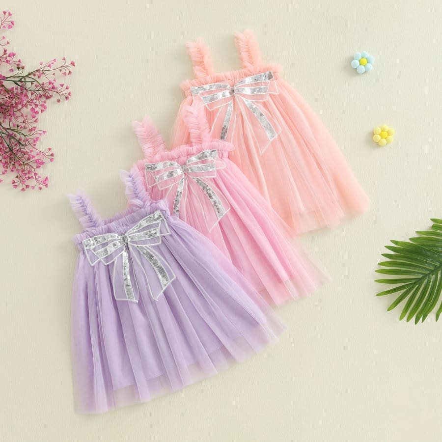Carolina Bow Tulle Dress - Purple - 6-12 Months