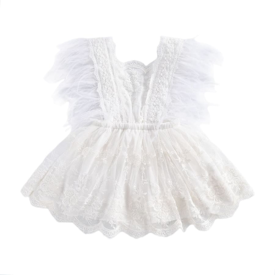 Catrine Feathers &amp; Lace Romper - 18-24 Months - Romper Rompers